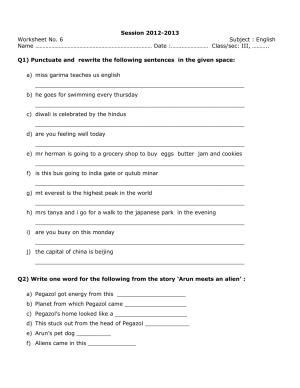 Worksheet for Class 3 English Assignment 4