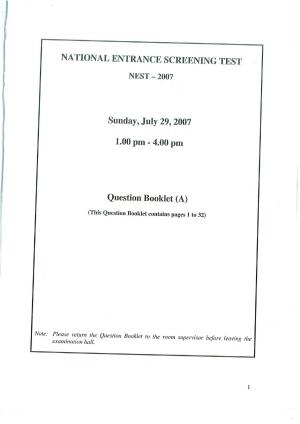NEST 2007 Question Paper.