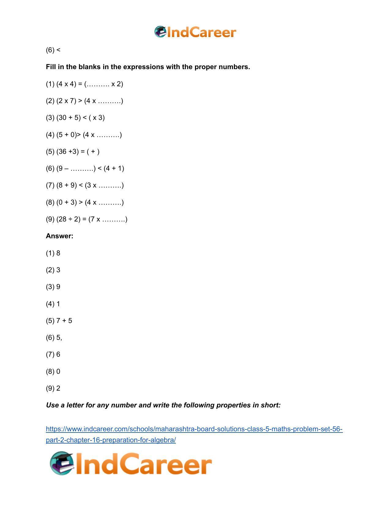 Maharashtra Board Solutions Class 5-Maths (Problem Set 56) - Part 2: Chapter 16- Preparation for Algebra - Page 8