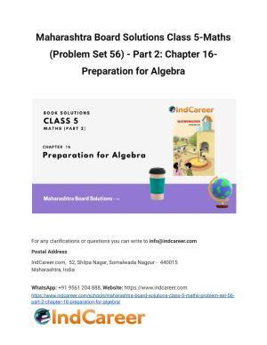 Maharashtra Board Solutions Class 5-Maths (Problem Set 56) - Part 2: Chapter 16- Preparation for Algebra