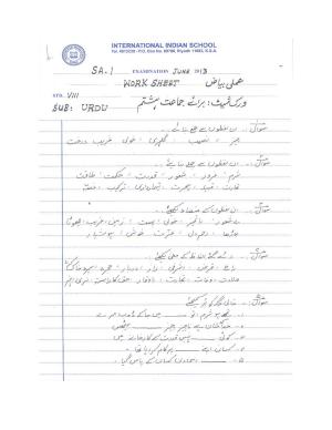 CBSE Worksheets for Class 8 Urdu Assignment 4