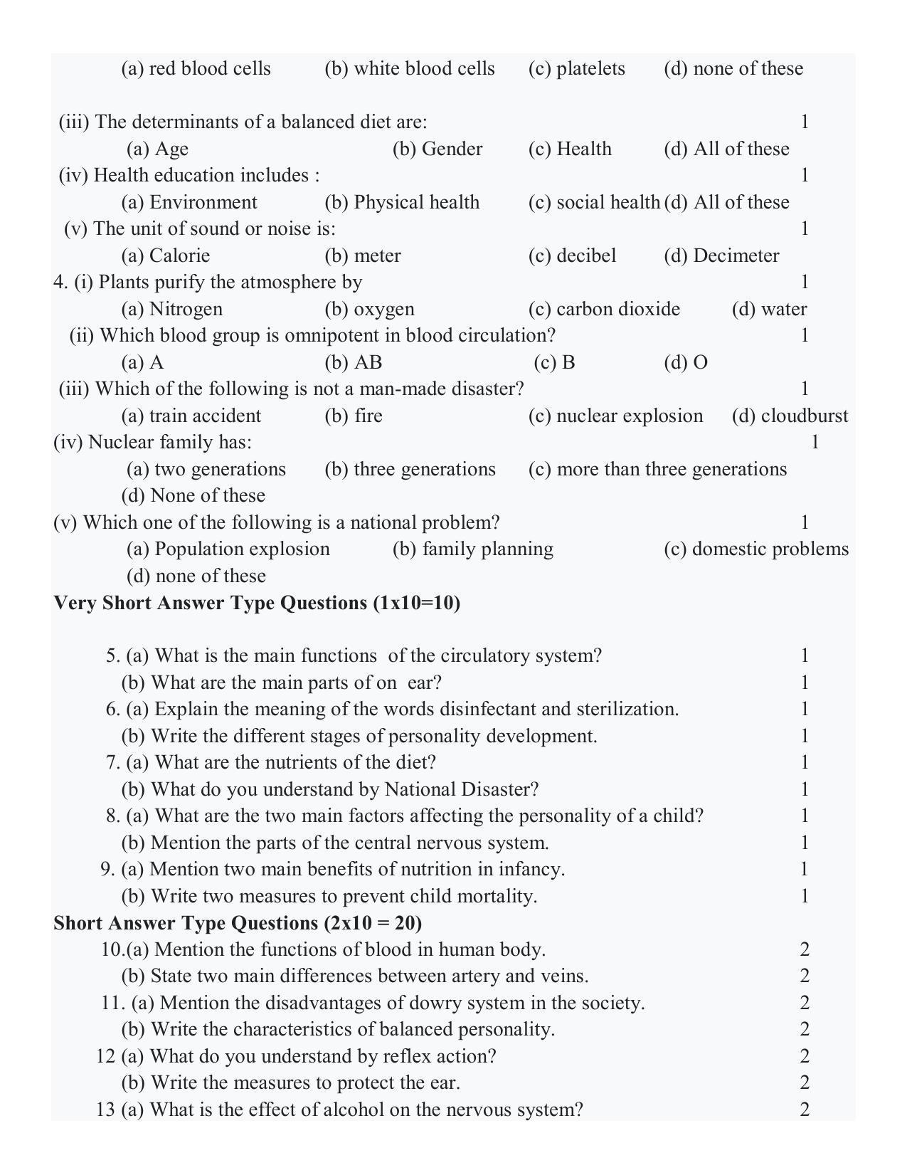 UP Board Class 12 Home science Model Papers 2023 - Page 2
