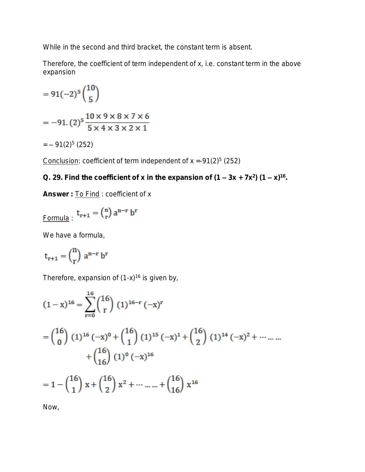 Chapter 10: Binomial Theorem: RS Aggarwal Class 11 Solutions  - Page 36