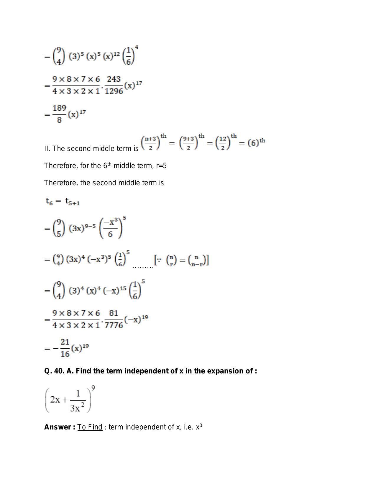 Chapter 10: Binomial Theorem: RS Aggarwal Class 11 Solutions  - Page 59