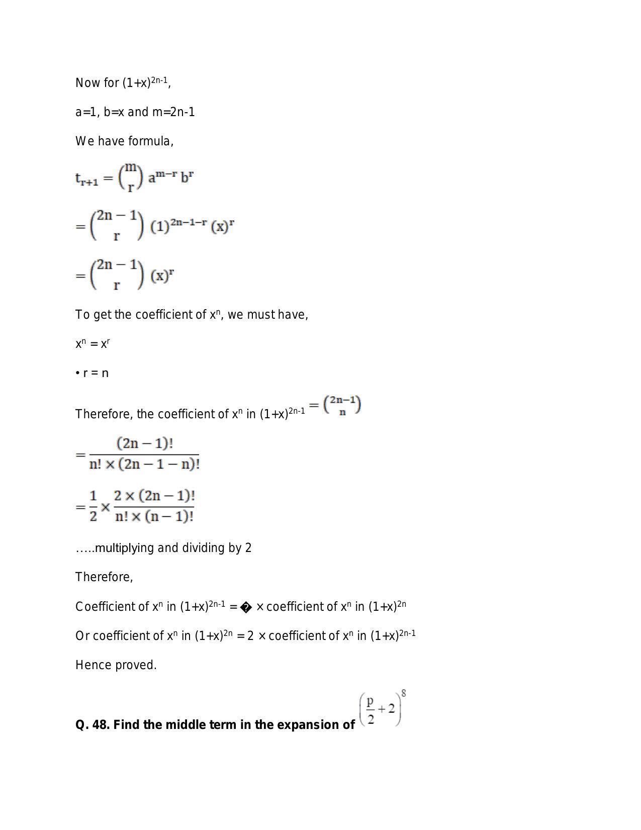 Chapter 10: Binomial Theorem: RS Aggarwal Class 11 Solutions  - Page 77