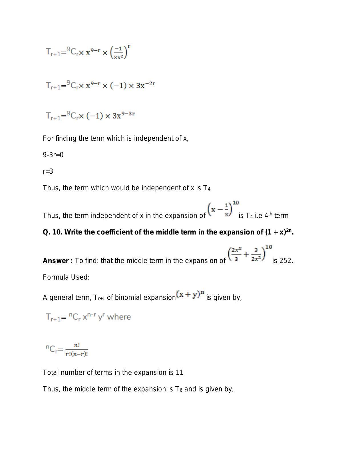 Chapter 10: Binomial Theorem: RS Aggarwal Class 11 Solutions  - Page 89