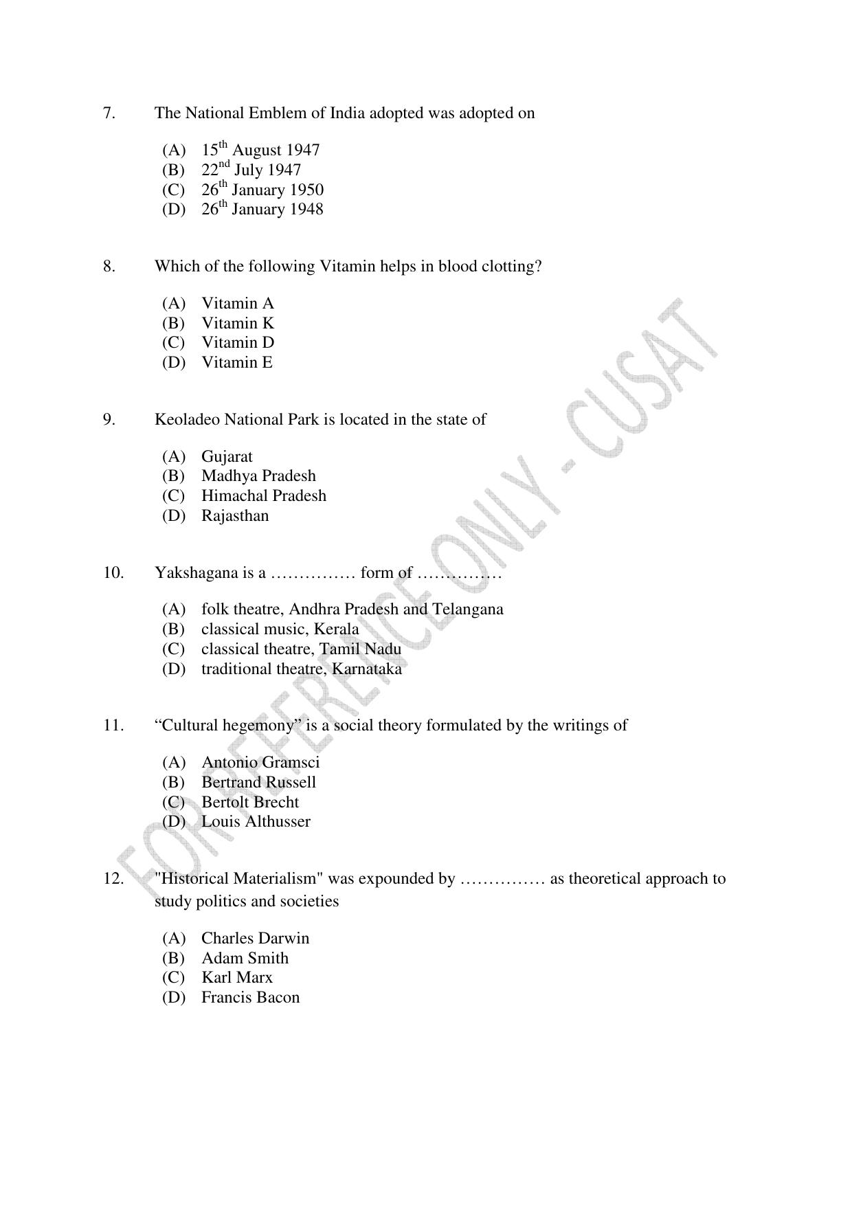 CUSAT CAT 2023 BIOETHICS Question Paper - Page 2