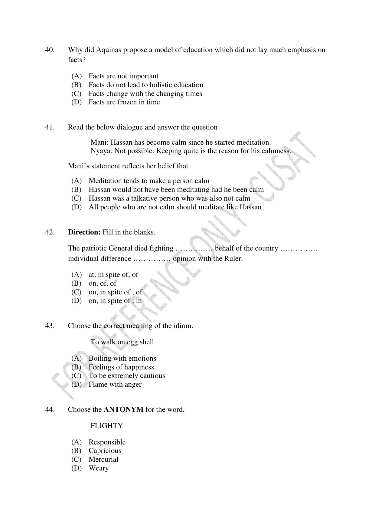 CUSAT CAT 2023 BIOETHICS Question Paper - Page 9