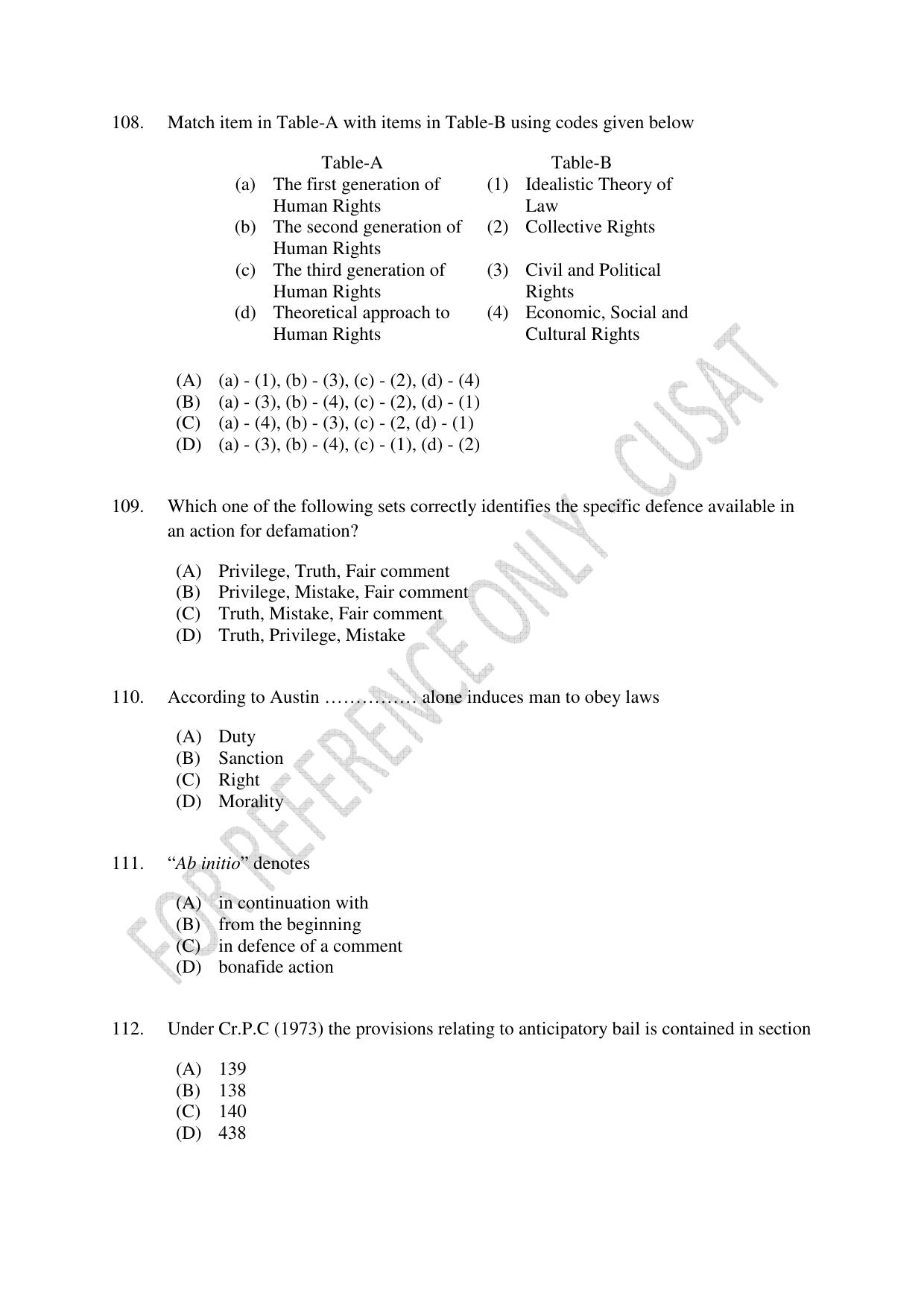 CUSAT CAT 2023 BIOETHICS Question Paper - Page 26