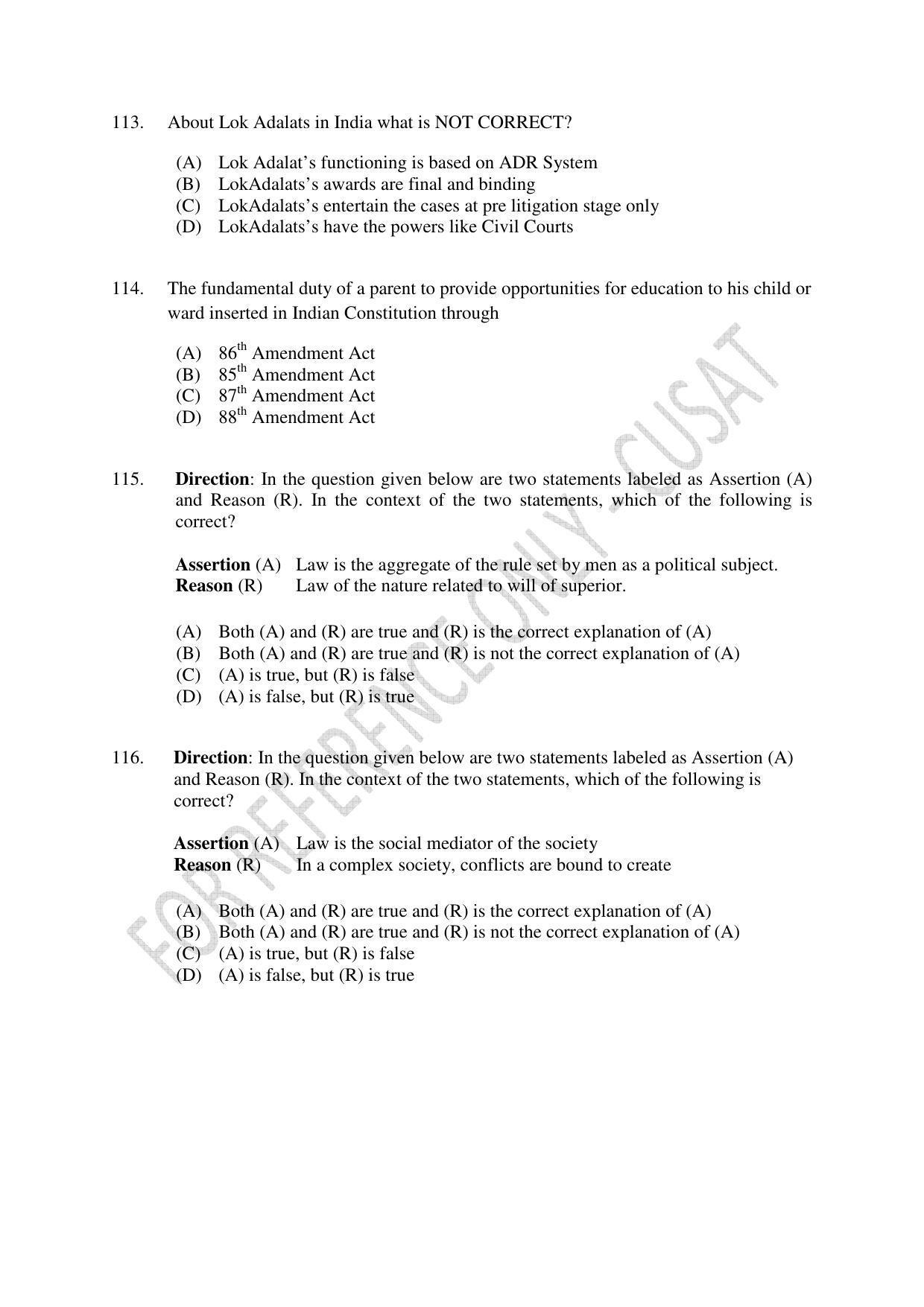 CUSAT CAT 2023 BIOETHICS Question Paper - Page 27