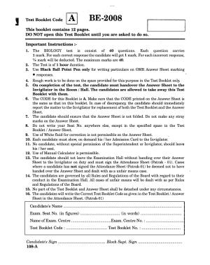 GUJCET 2008 Biolgy Question Paper