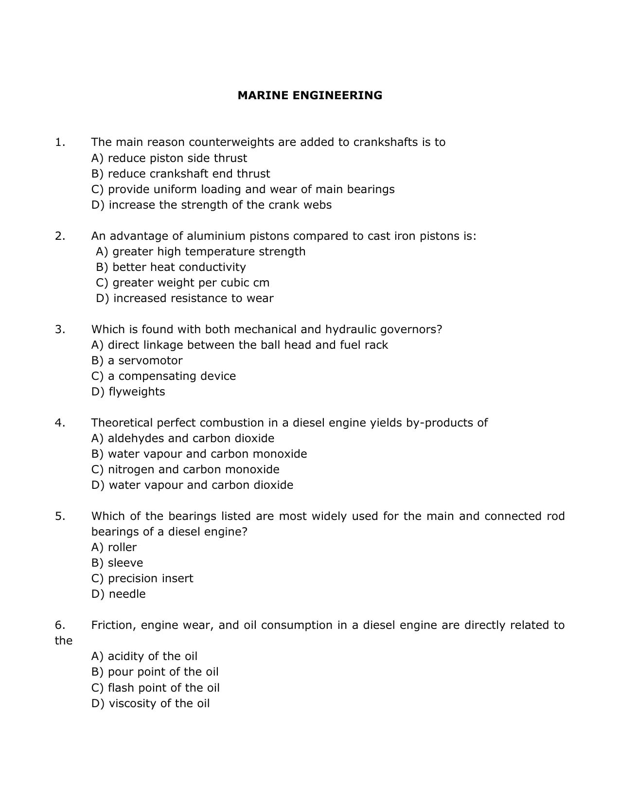 IMU CET M.Tech - Marine Engineering Sample Paper - Page 10