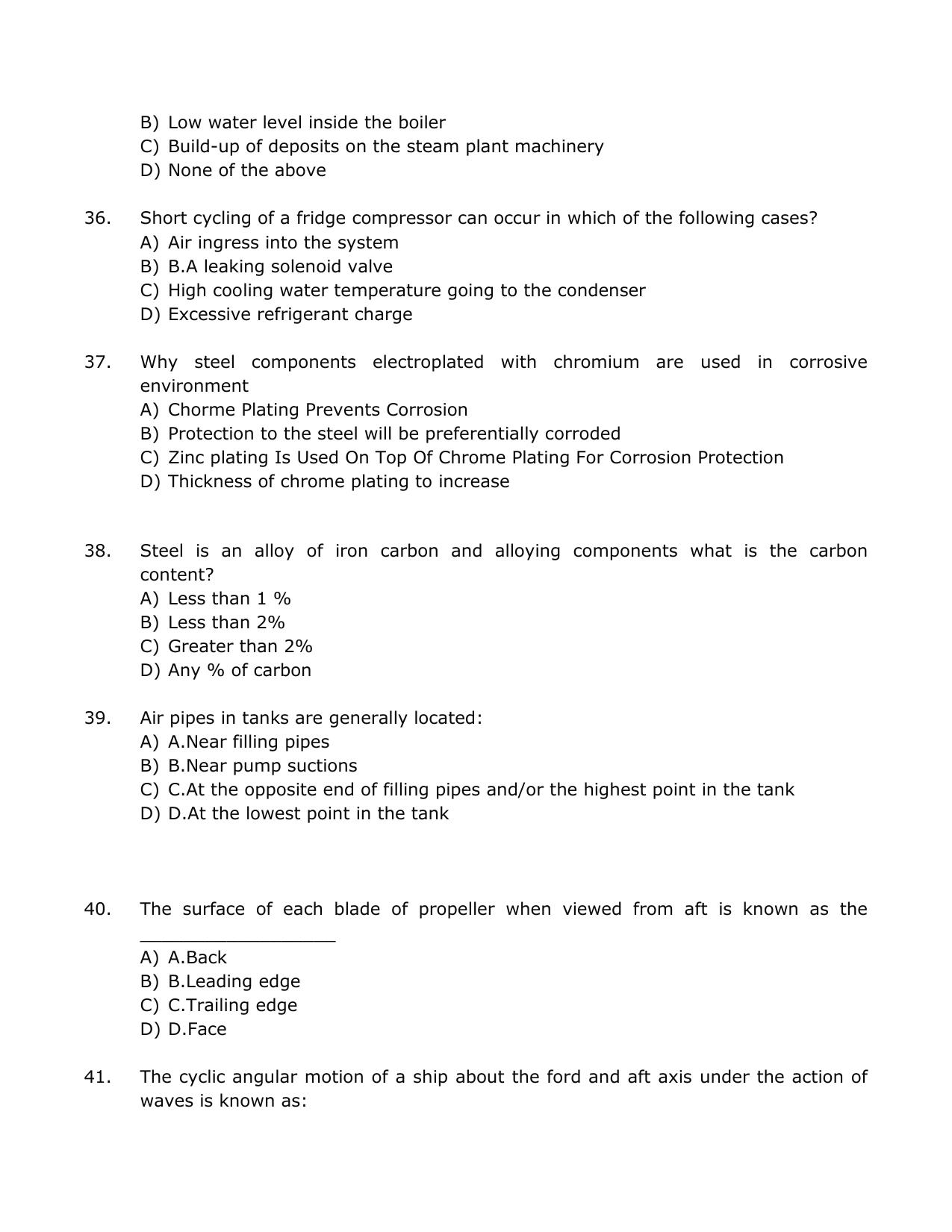 IMU CET M.Tech - Marine Engineering Sample Paper - Page 16