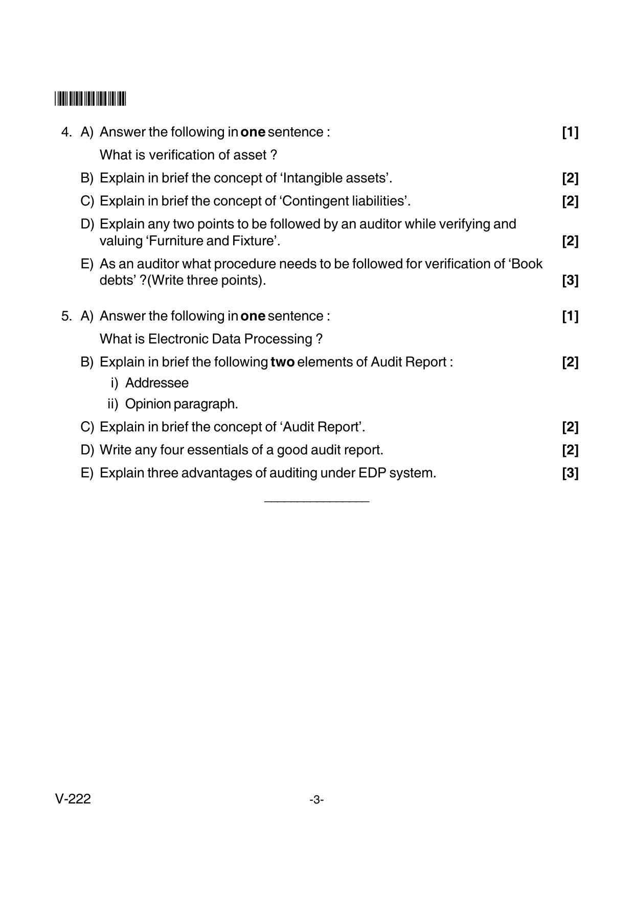 Goa Board Class 12 Principles & Practice of Auditing  Voc 222 New Pattern (March 2018) Question Paper - Page 3