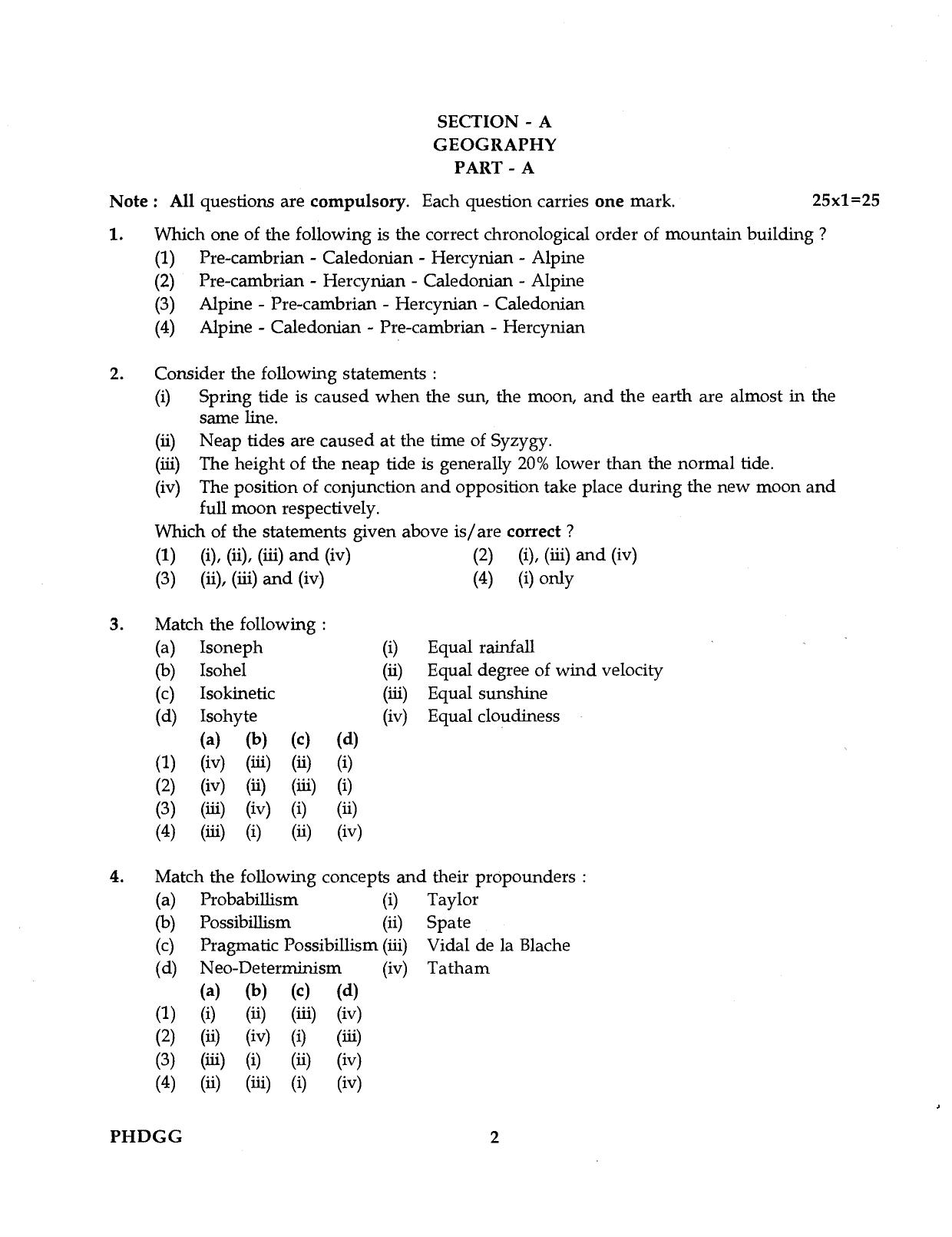 IGNOU PhD Entrance Test Ph.D (Geography) 2016 Question Paper - Page 2