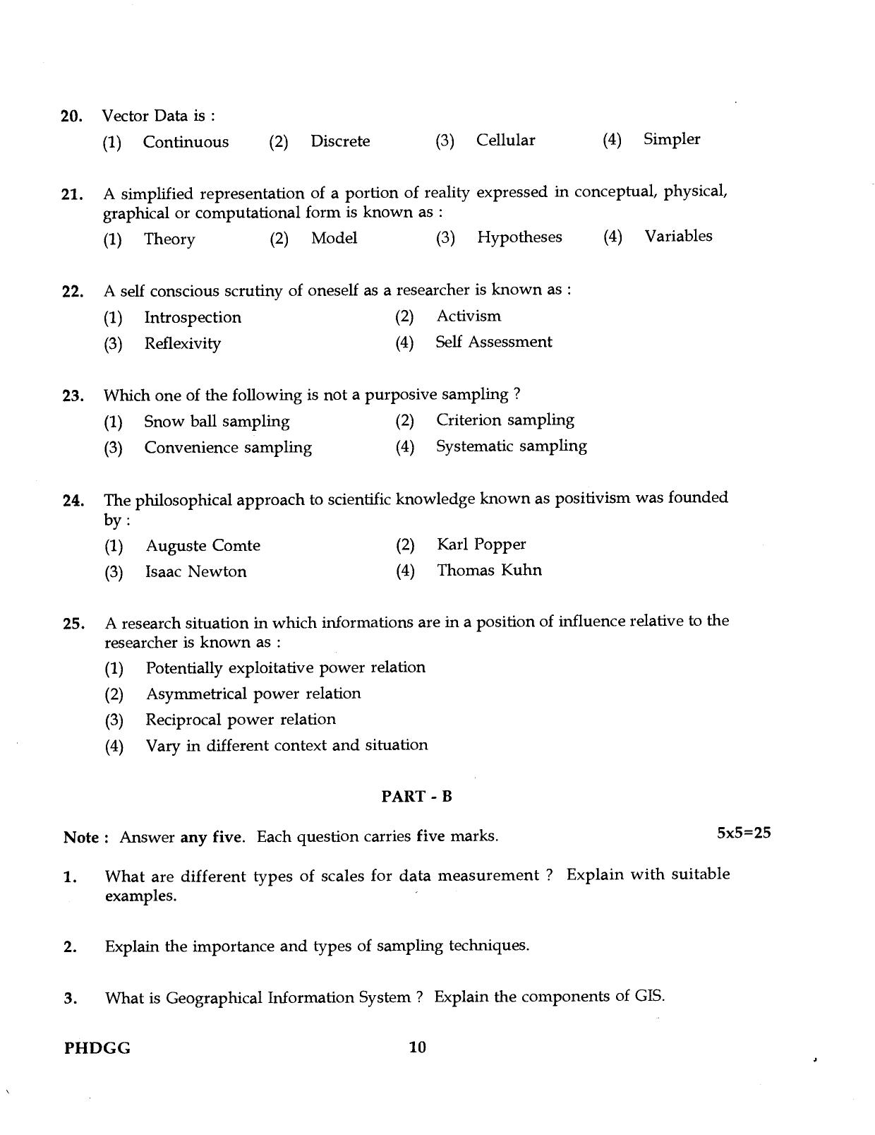 IGNOU PhD Entrance Test Ph.D (Geography) 2016 Question Paper - Page 10