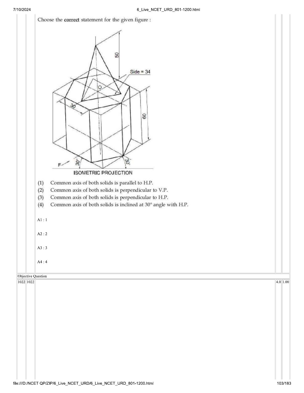NCET 2024 Question Paper (Q 801-1200) - Page 103