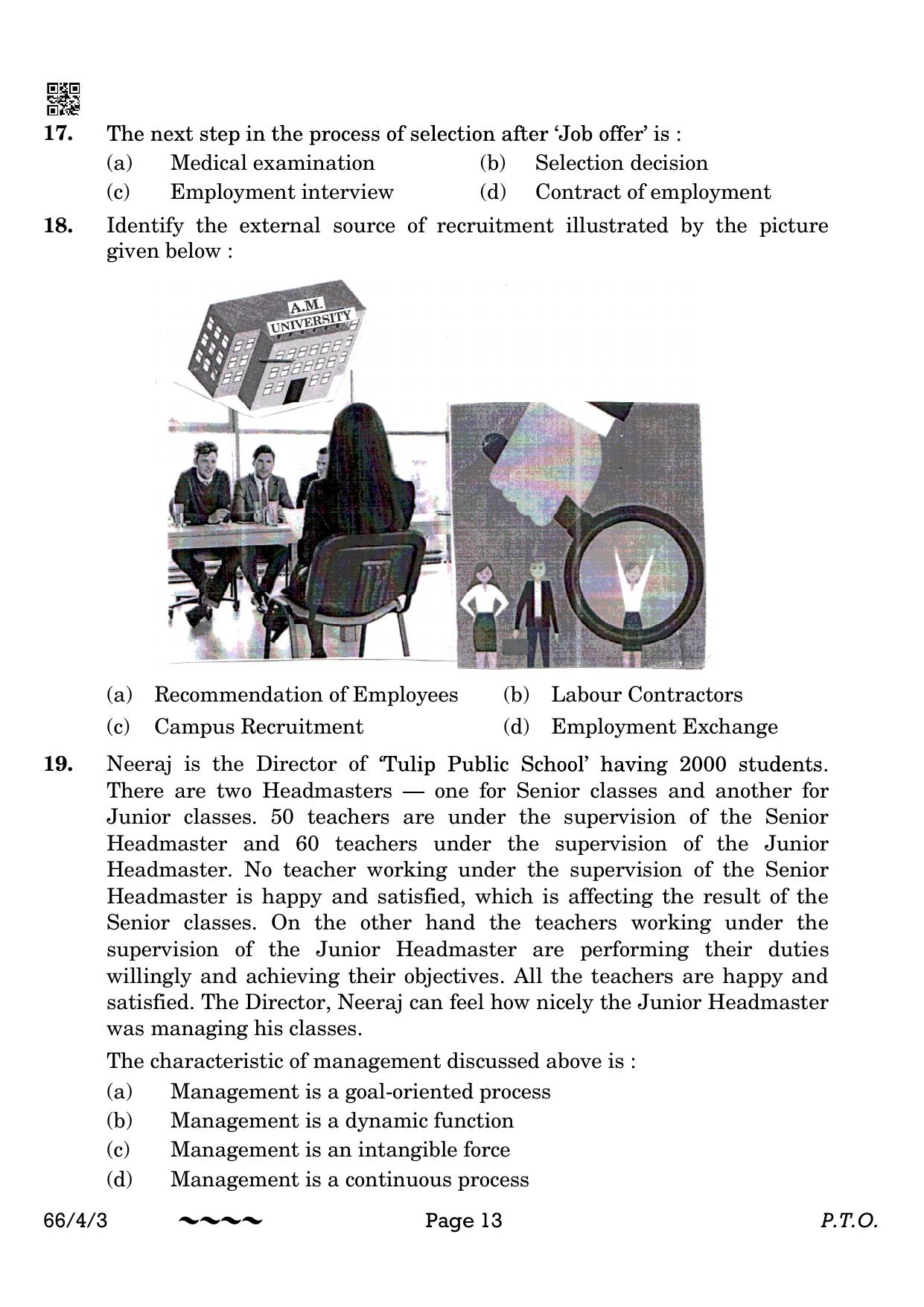 CBSE Class 12 66-4-3 Business Studies 2023 Question Paper - Page 13