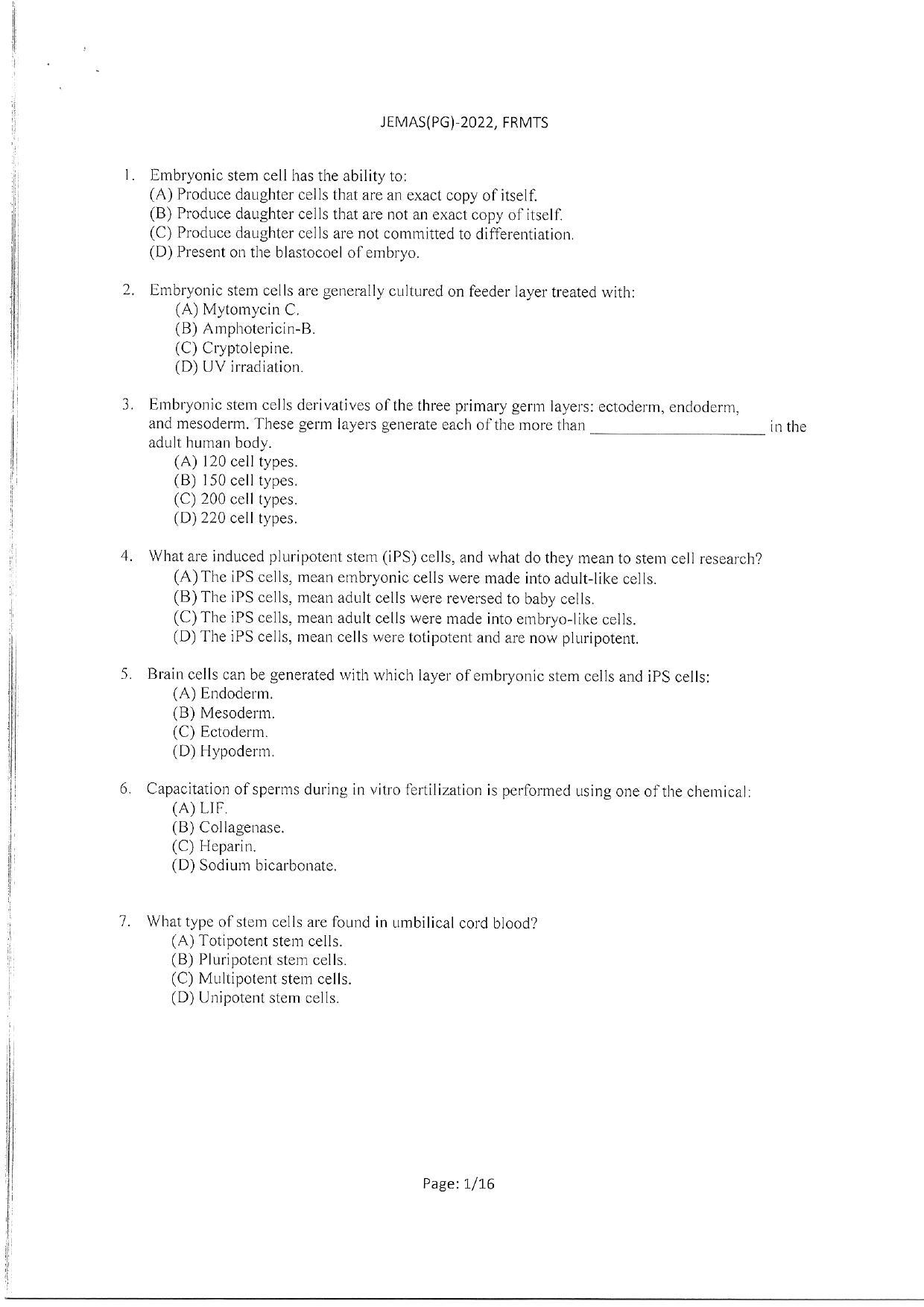 WBJEEB JEMAS (PG) 2022 FRMTS Question Paper - Page 3