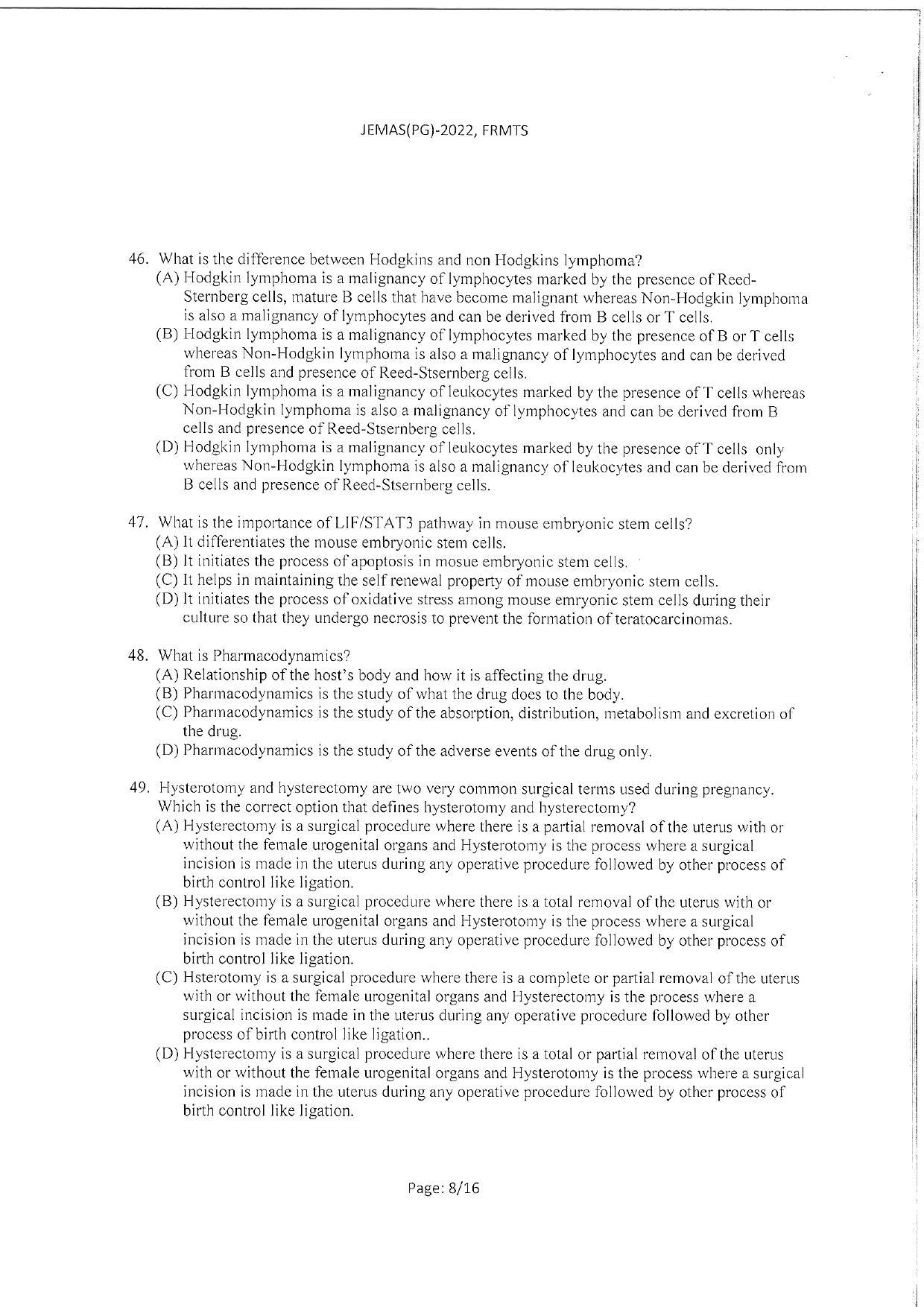 WBJEEB JEMAS (PG) 2022 FRMTS Question Paper - Page 10