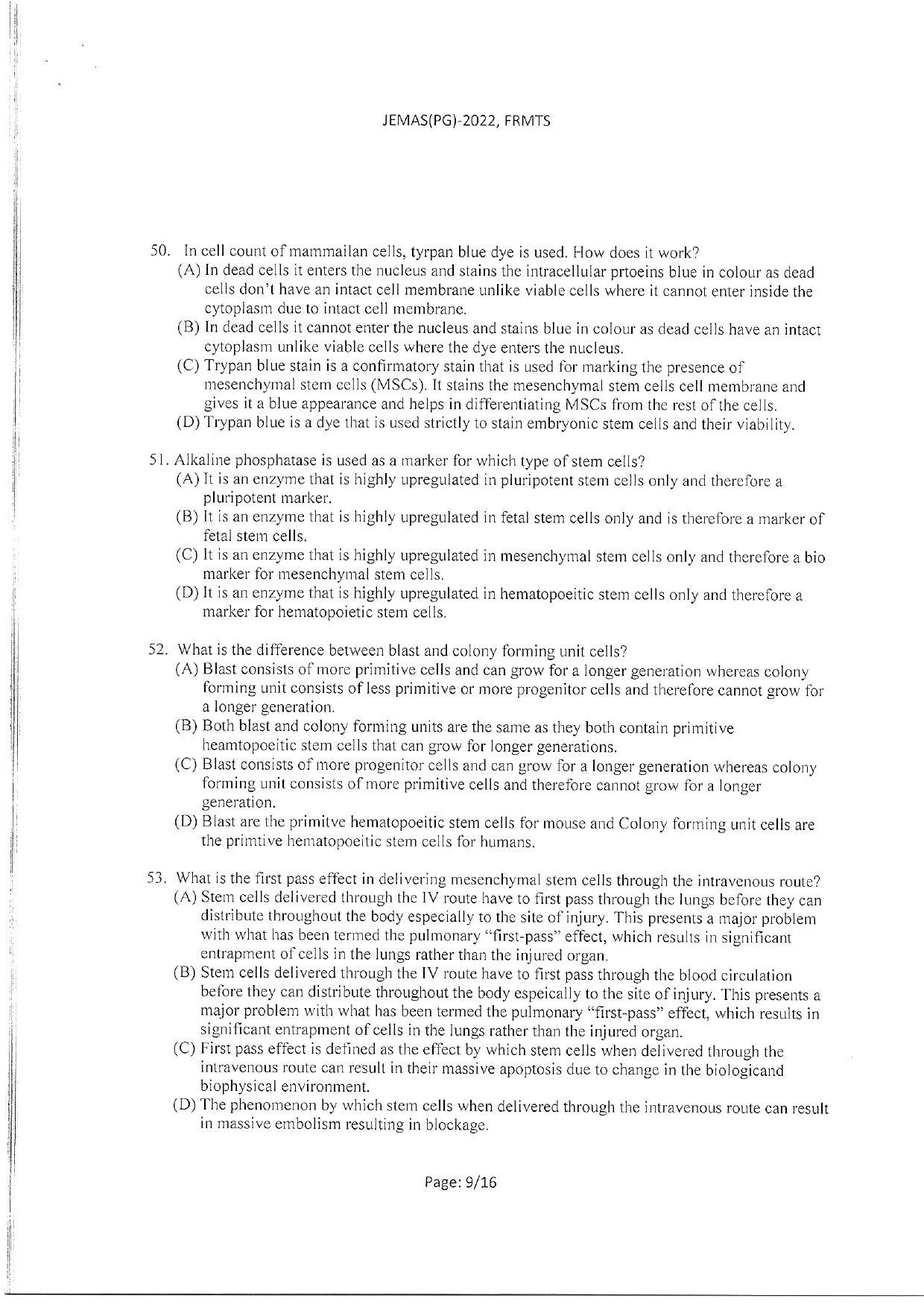 WBJEEB JEMAS (PG) 2022 FRMTS Question Paper - Page 11