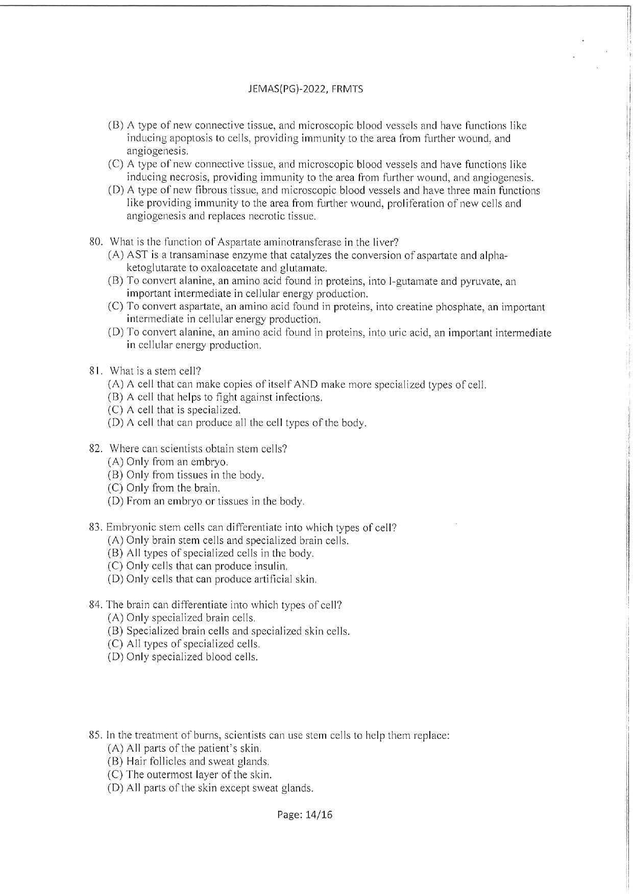WBJEEB JEMAS (PG) 2022 FRMTS Question Paper - Page 16
