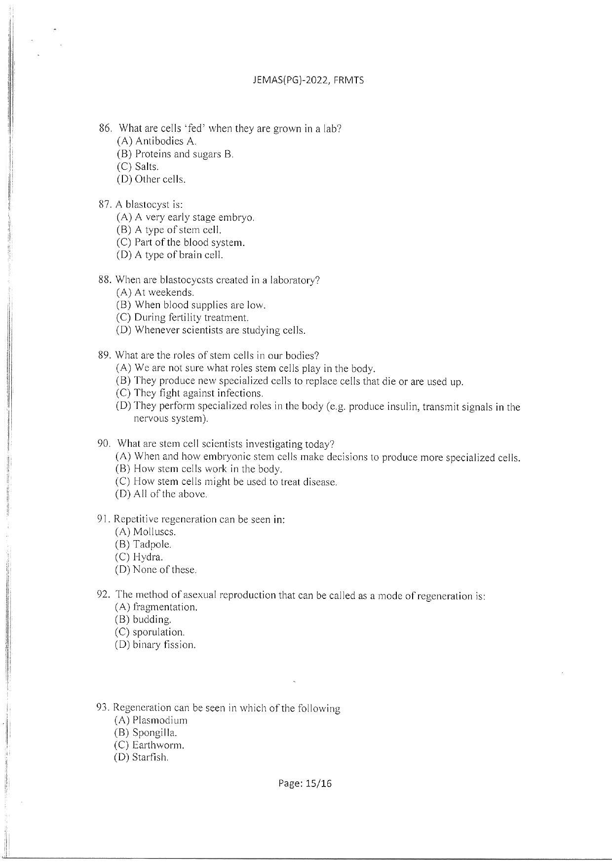 WBJEEB JEMAS (PG) 2022 FRMTS Question Paper - Page 17