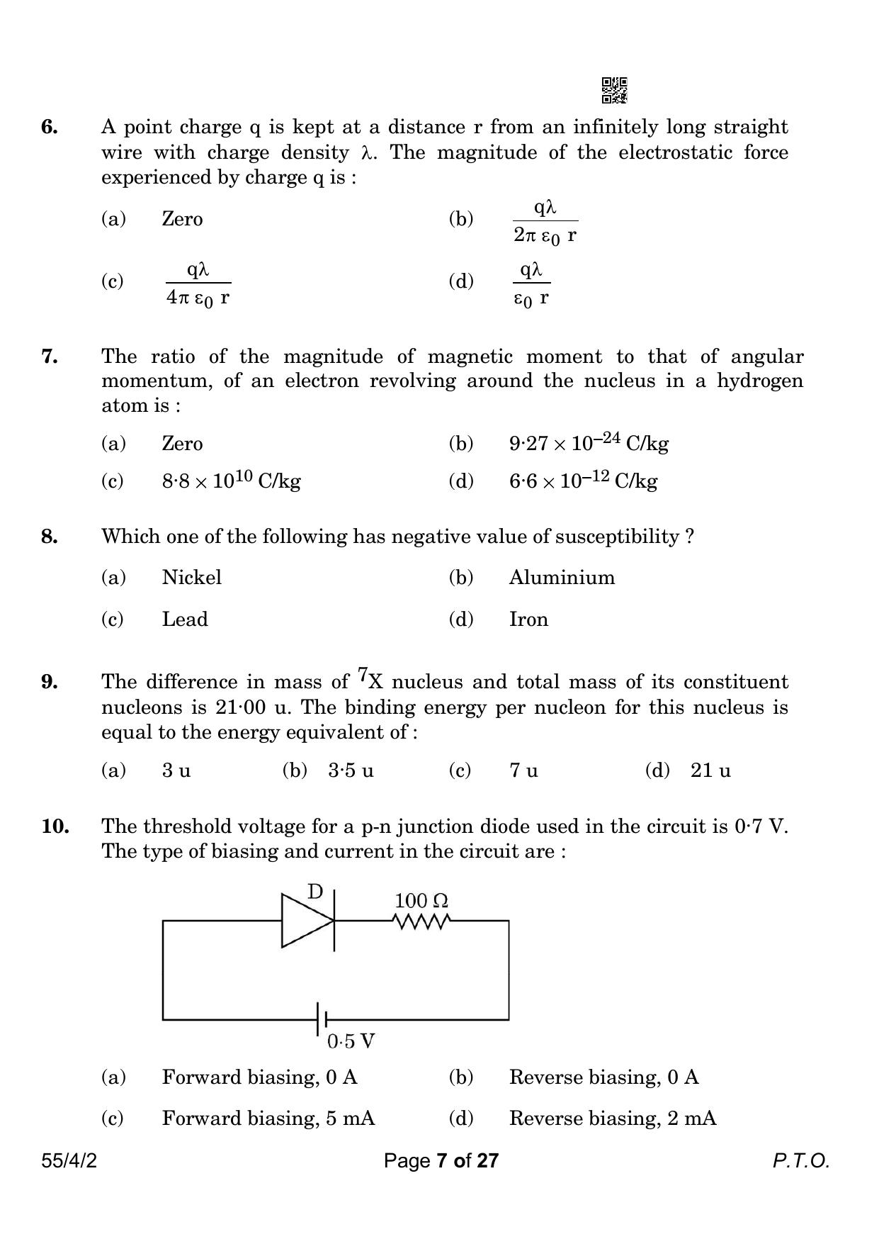 CBSE Class 12 55-4-2 Physics 2023 Question Paper - Page 7