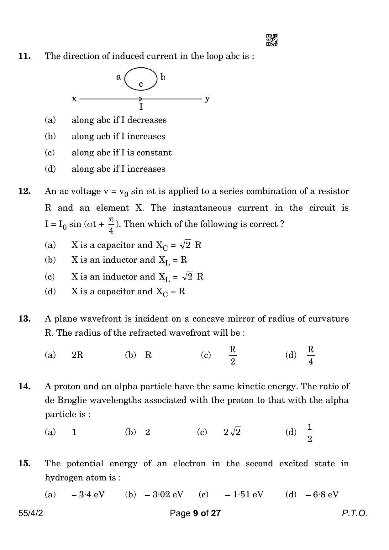 CBSE Class 12 55-4-2 Physics 2023 Question Paper - Page 9