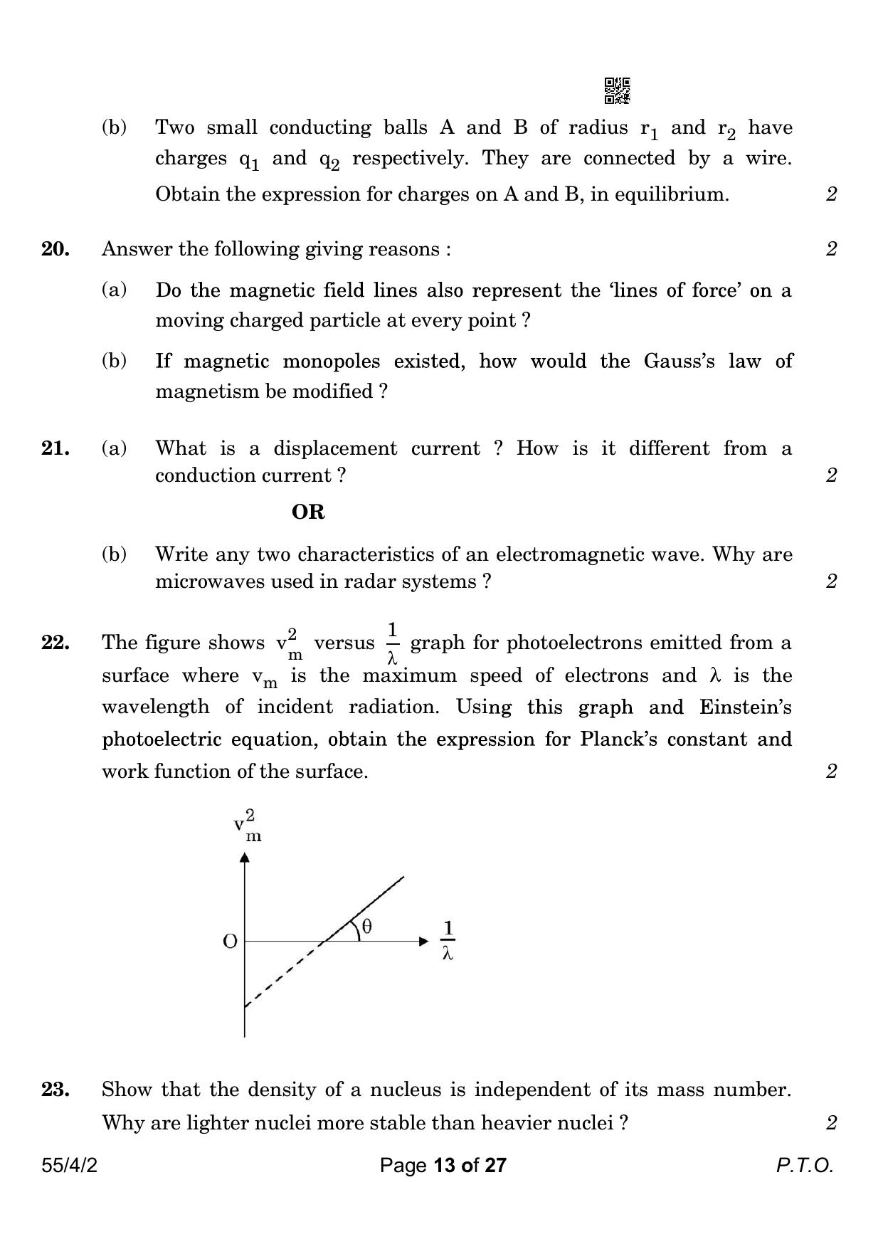 CBSE Class 12 55-4-2 Physics 2023 Question Paper - Page 13