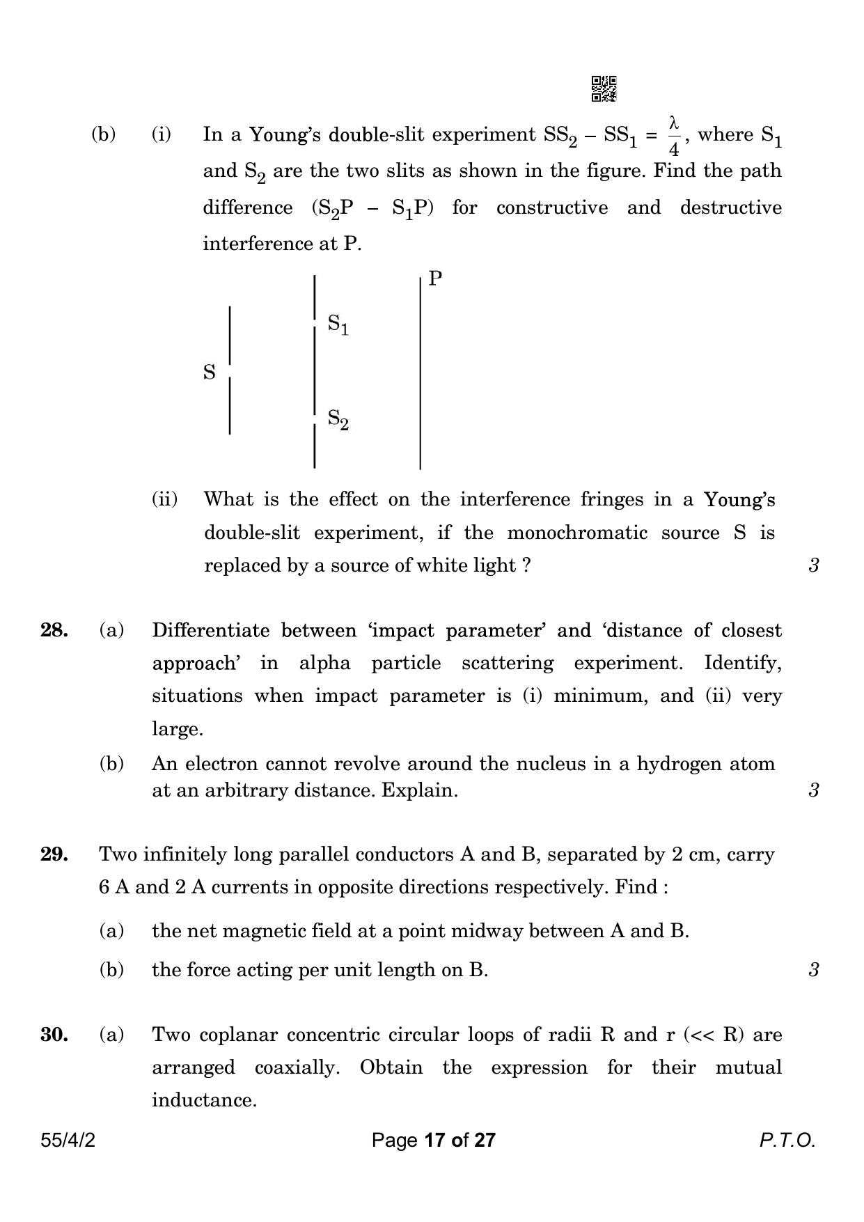 CBSE Class 12 55-4-2 Physics 2023 Question Paper - Page 17