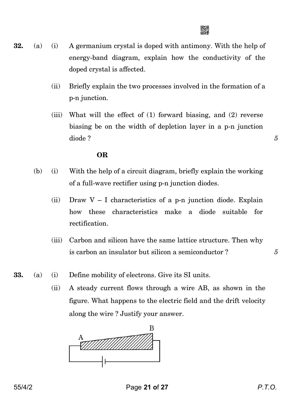 CBSE Class 12 55-4-2 Physics 2023 Question Paper - Page 21