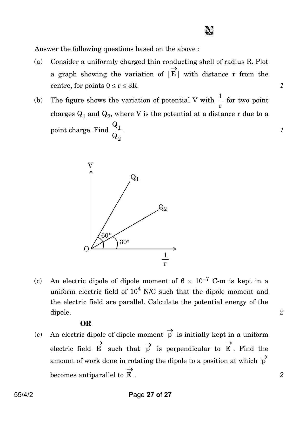 CBSE Class 12 55-4-2 Physics 2023 Question Paper - Page 27