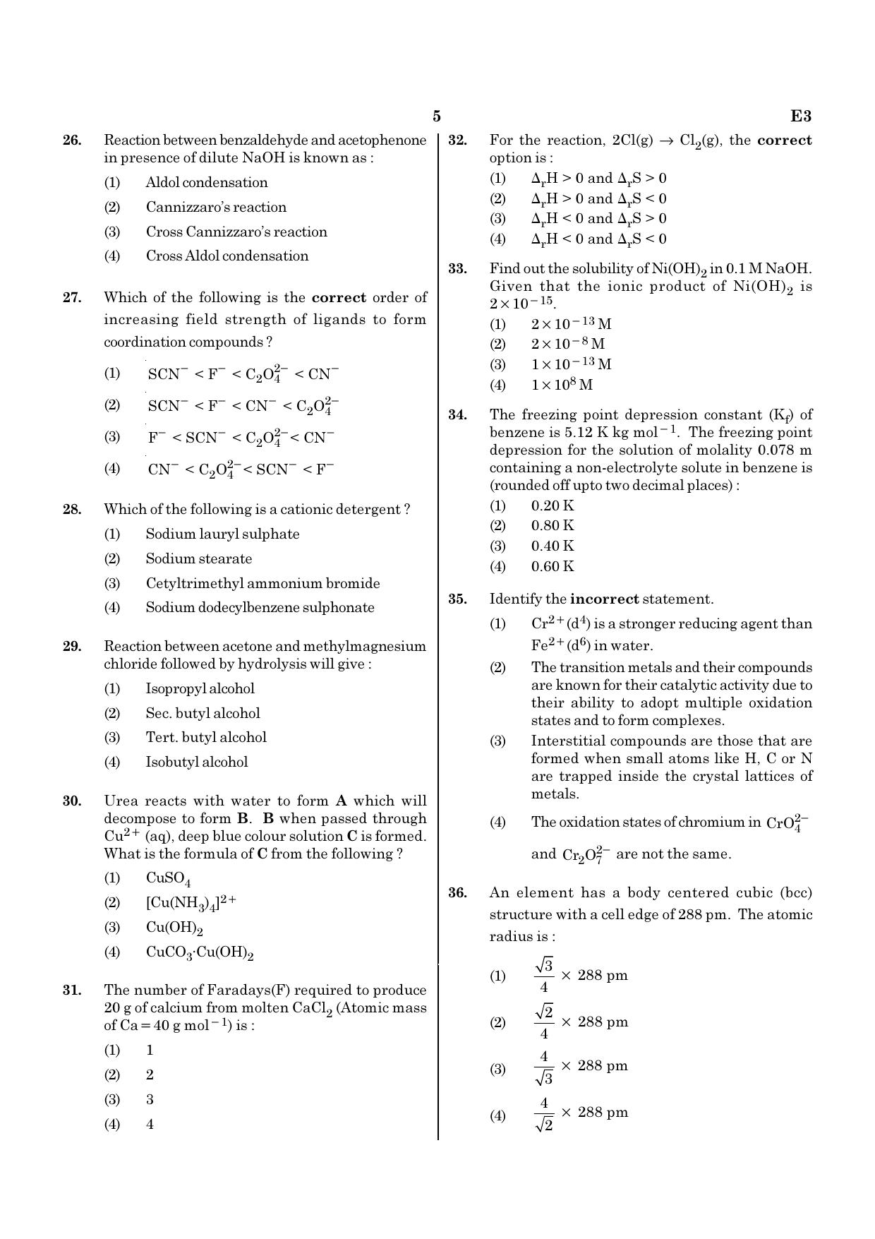 NEET E3 2022 Question Paper - Page 5
