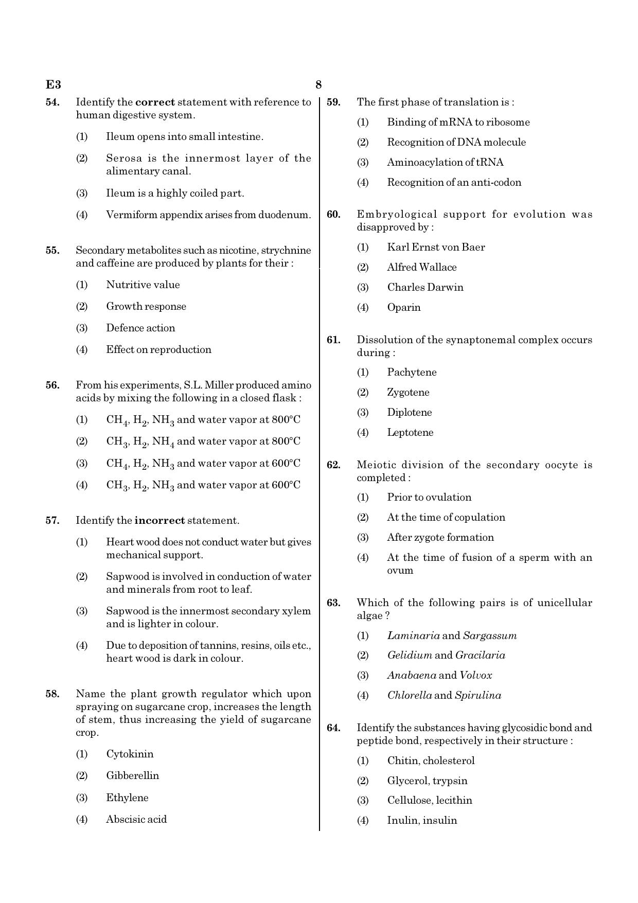 NEET E3 2022 Question Paper - Page 8