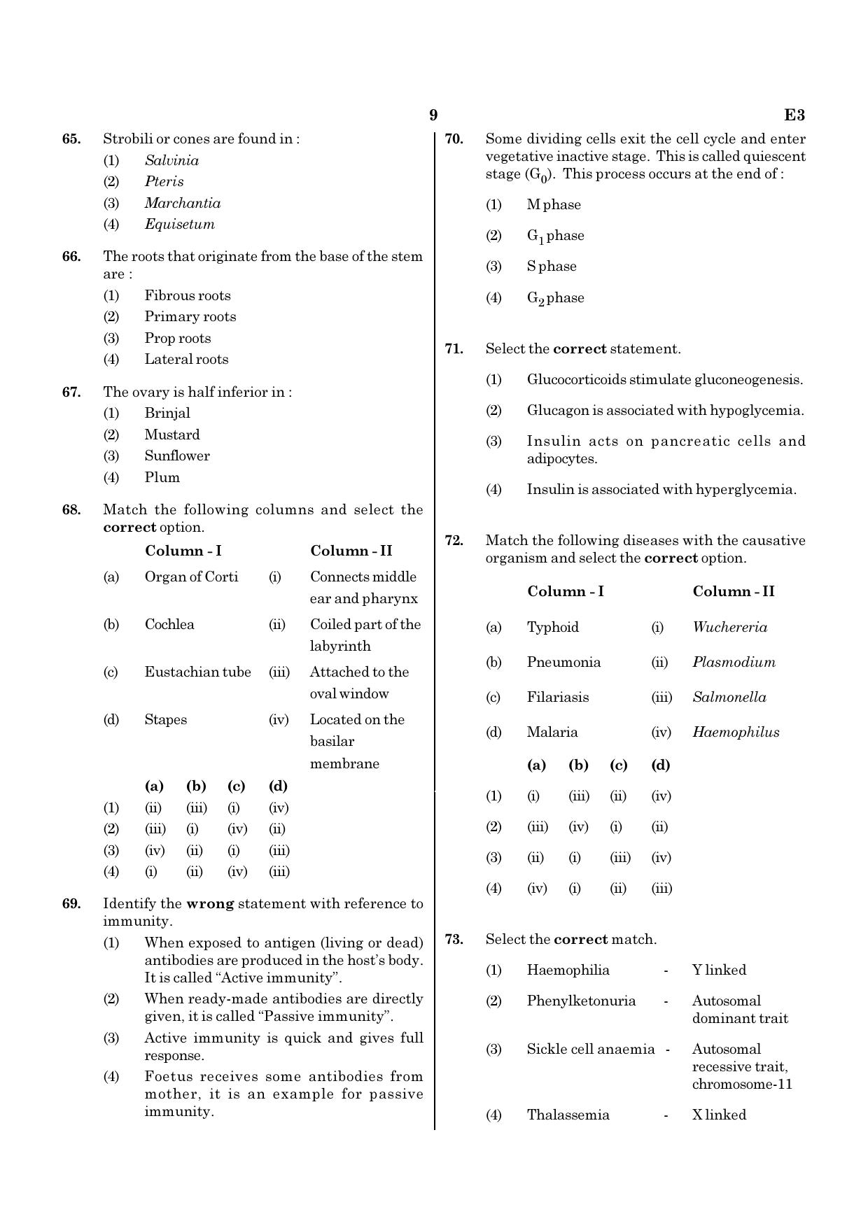 NEET E3 2022 Question Paper - Page 9
