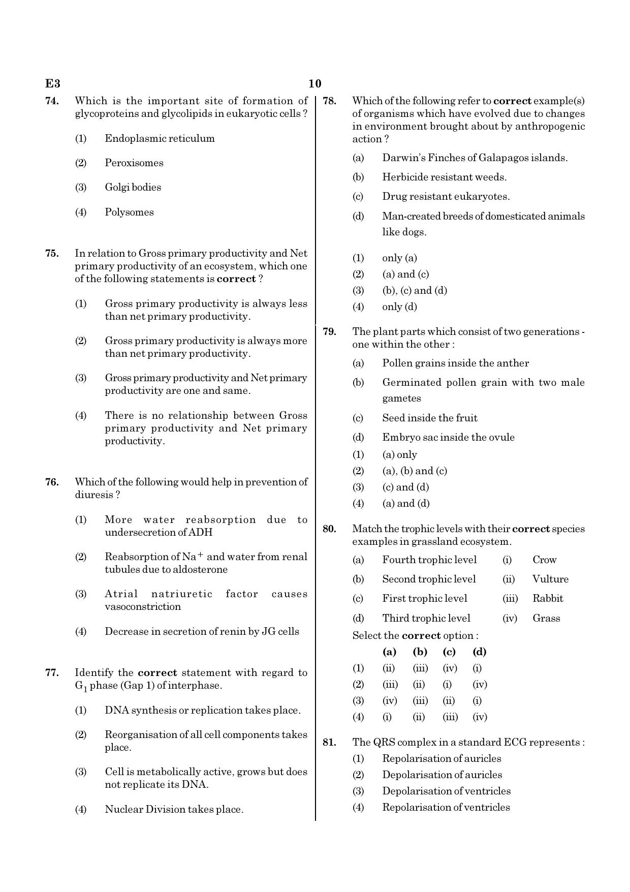NEET E3 2022 Question Paper - Page 10