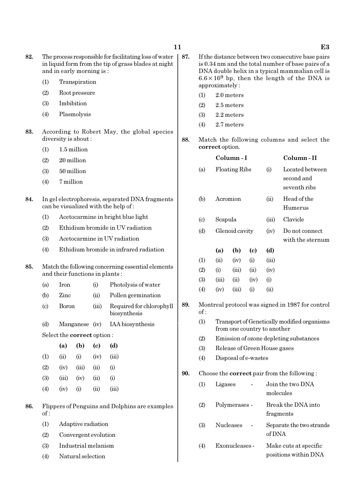 NEET E3 2022 Question Paper - Page 11