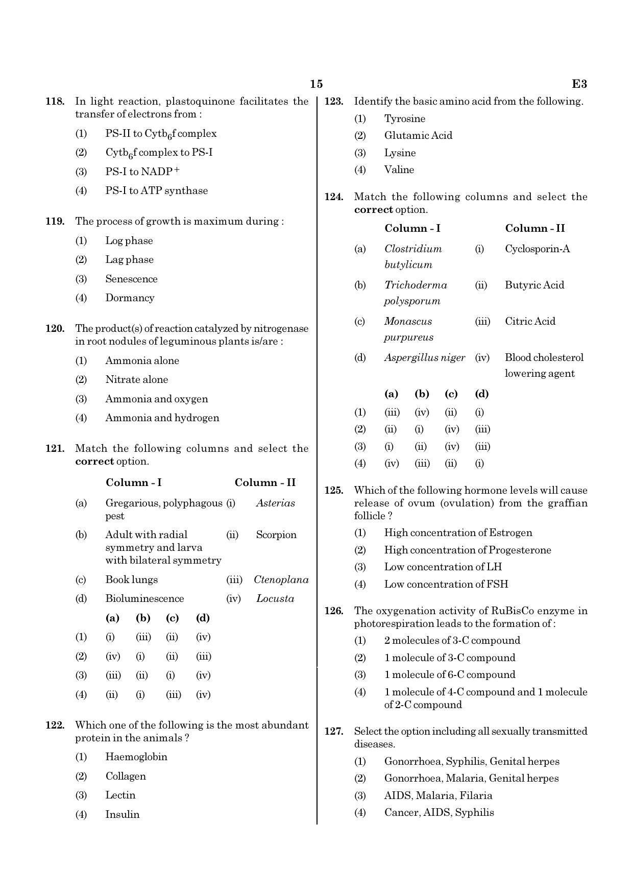 NEET E3 2022 Question Paper - Page 15