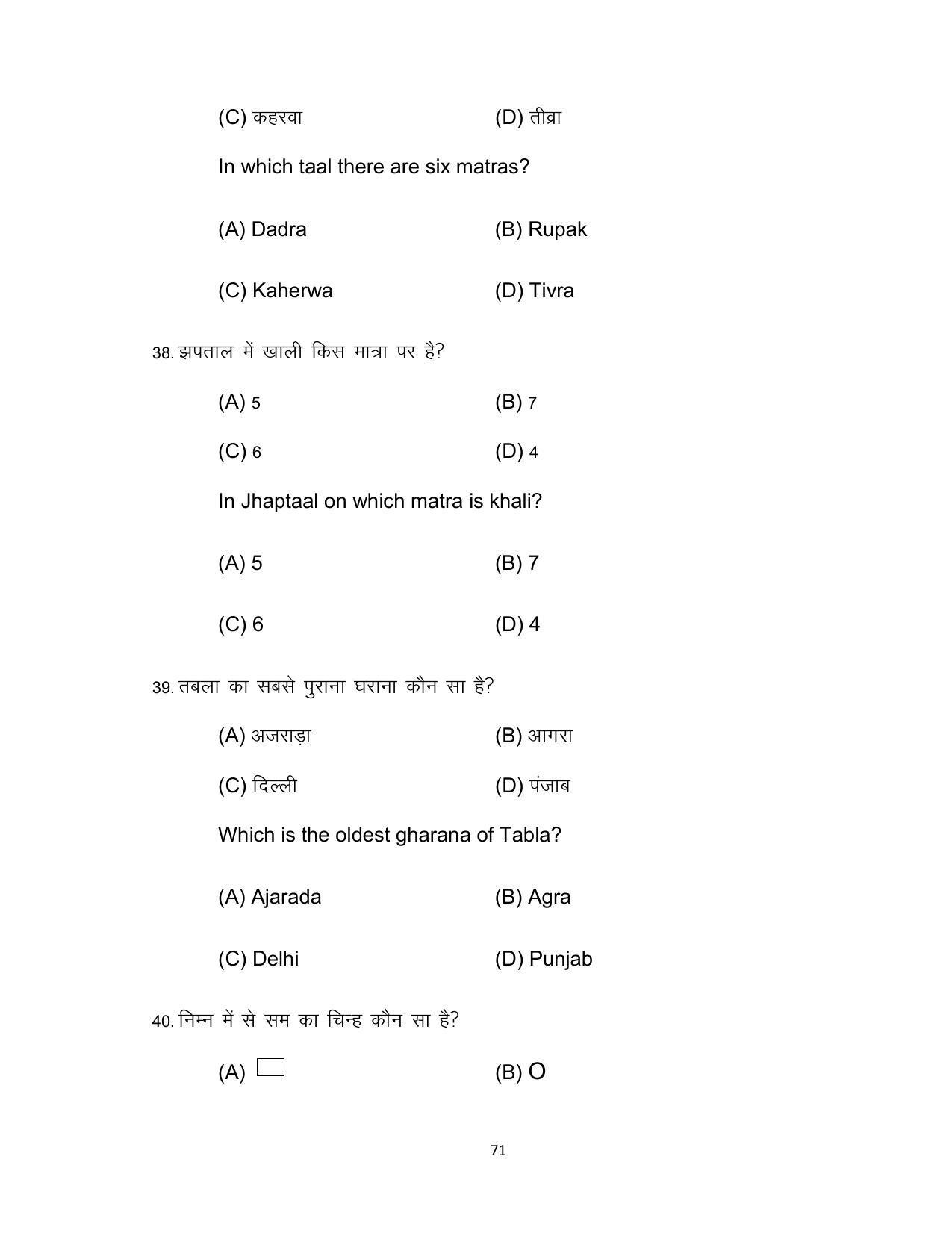 Bihar Board 10th Model Paper 2022 -Music (Opt) - Page 71