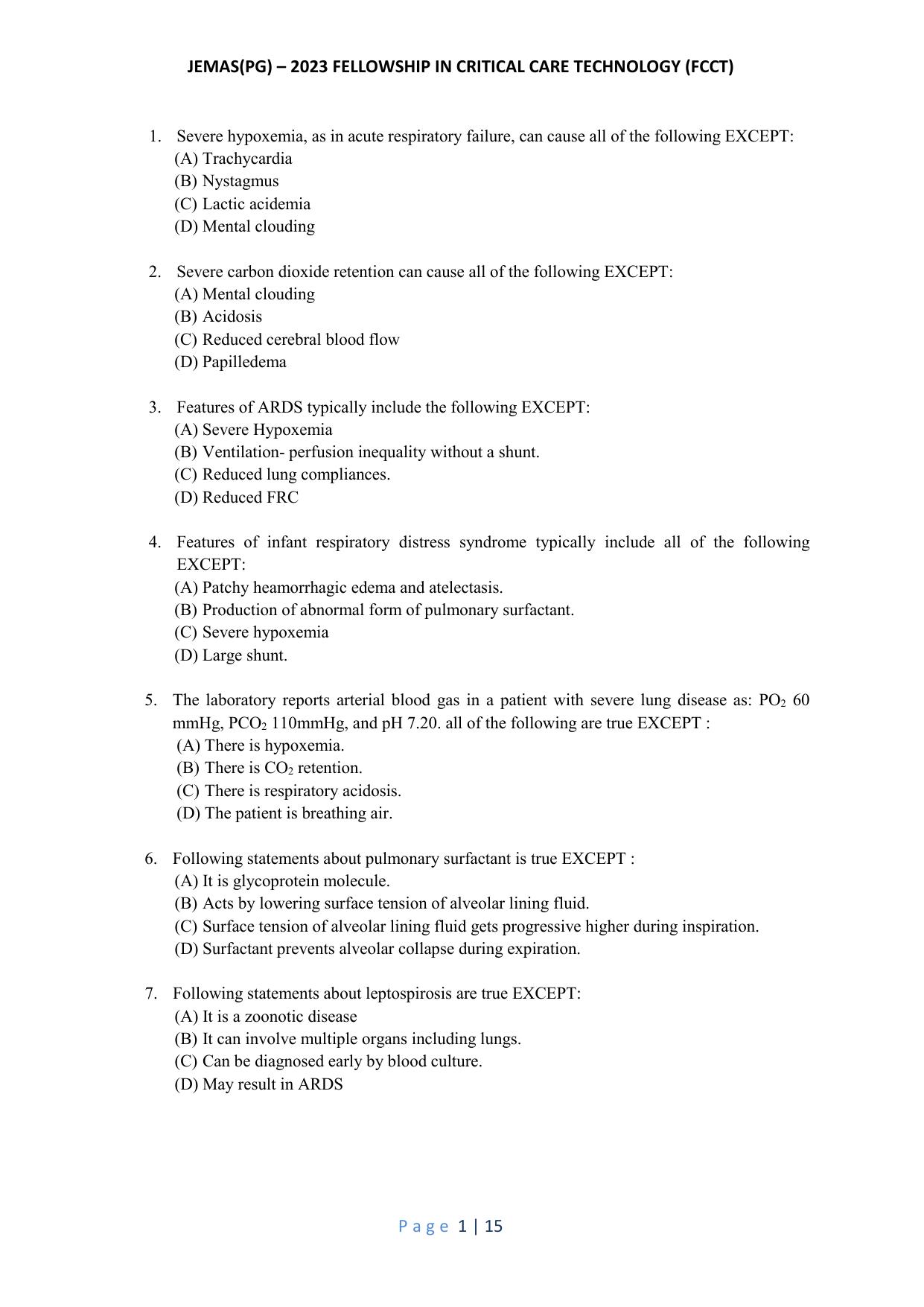 WB JEMAS (PG) FCCT 2023 Question Paper - Page 2