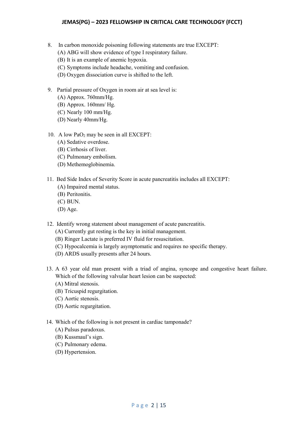 WB JEMAS (PG) FCCT 2023 Question Paper - Page 3