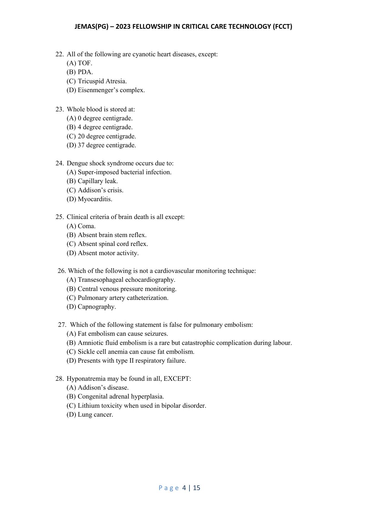 WB JEMAS (PG) FCCT 2023 Question Paper - Page 5