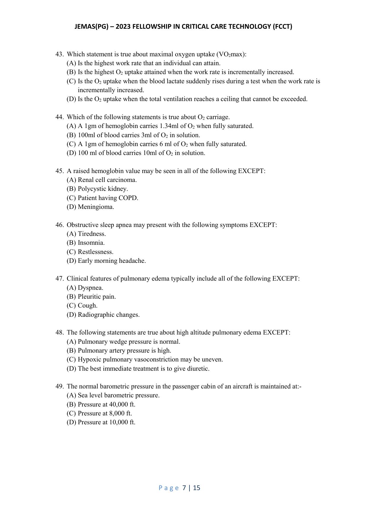 WB JEMAS (PG) FCCT 2023 Question Paper - Page 8
