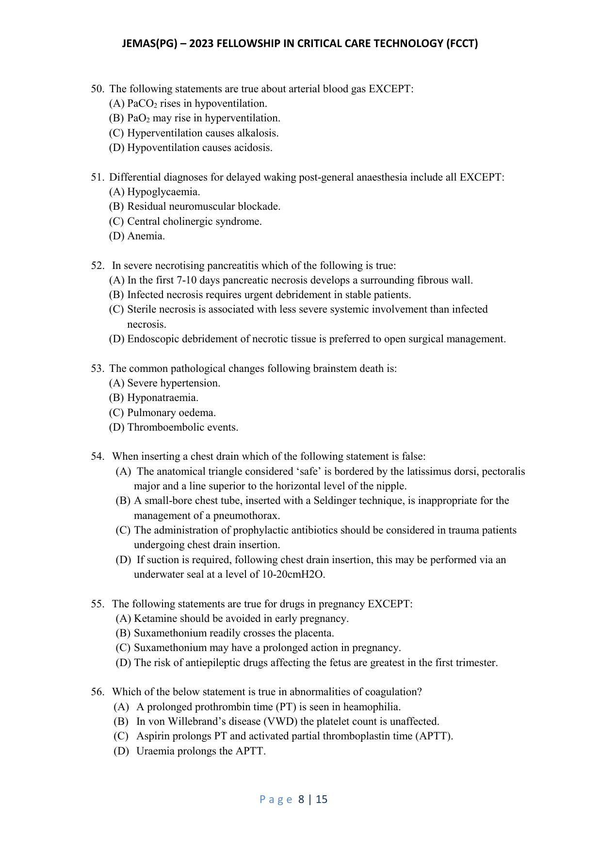 WB JEMAS (PG) FCCT 2023 Question Paper - Page 9