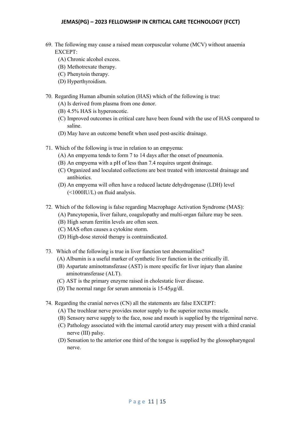 WB JEMAS (PG) FCCT 2023 Question Paper - Page 12