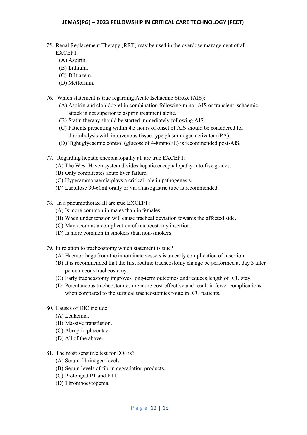 WB JEMAS (PG) FCCT 2023 Question Paper - Page 13