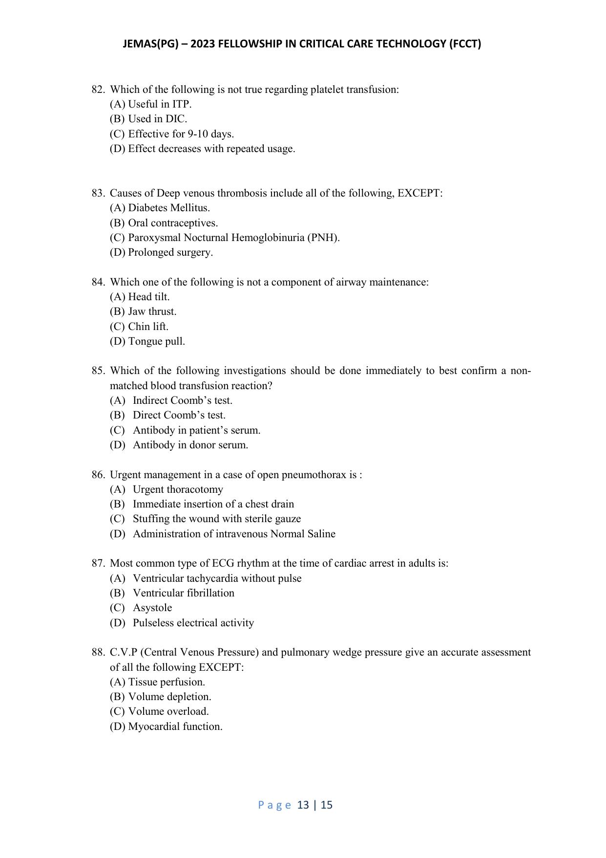 WB JEMAS (PG) FCCT 2023 Question Paper - Page 14