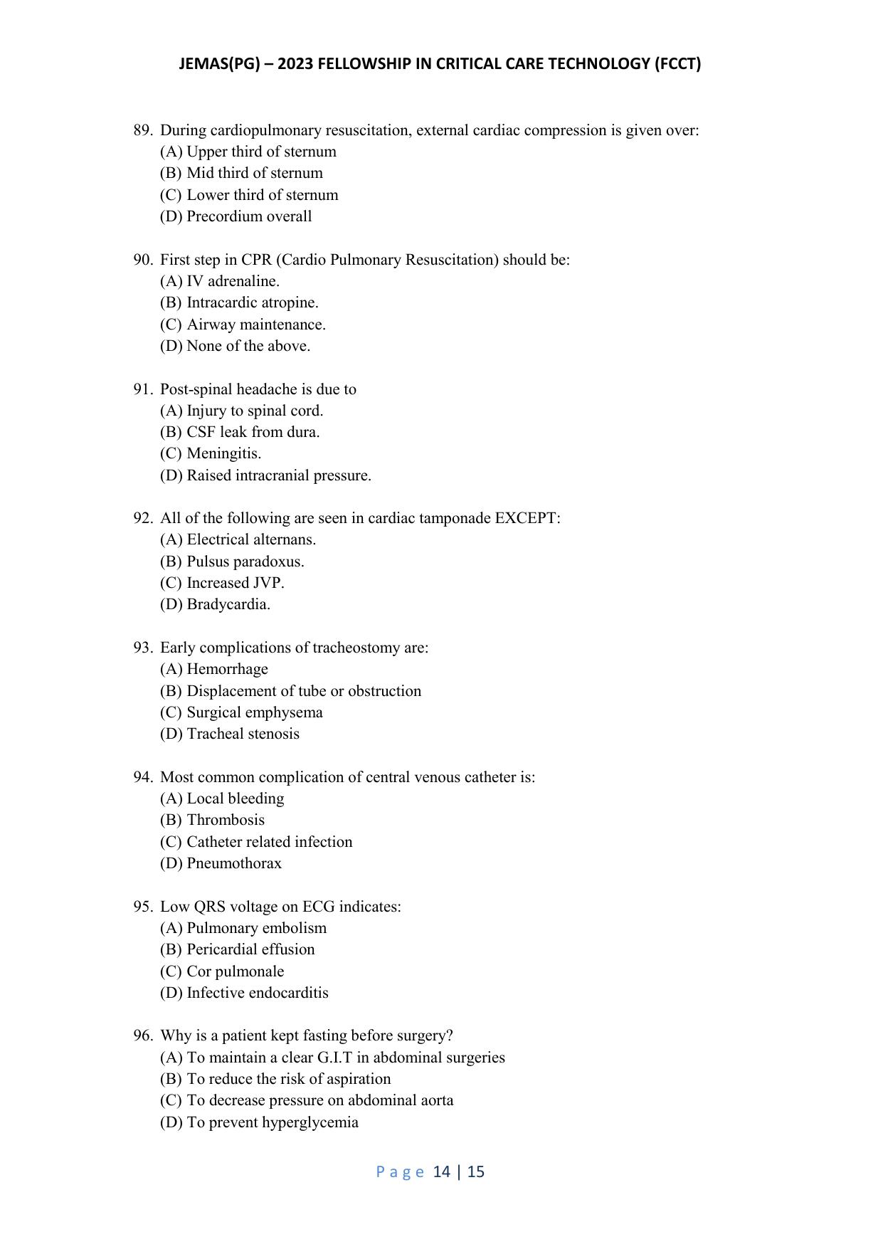 WB JEMAS (PG) FCCT 2023 Question Paper - Page 15