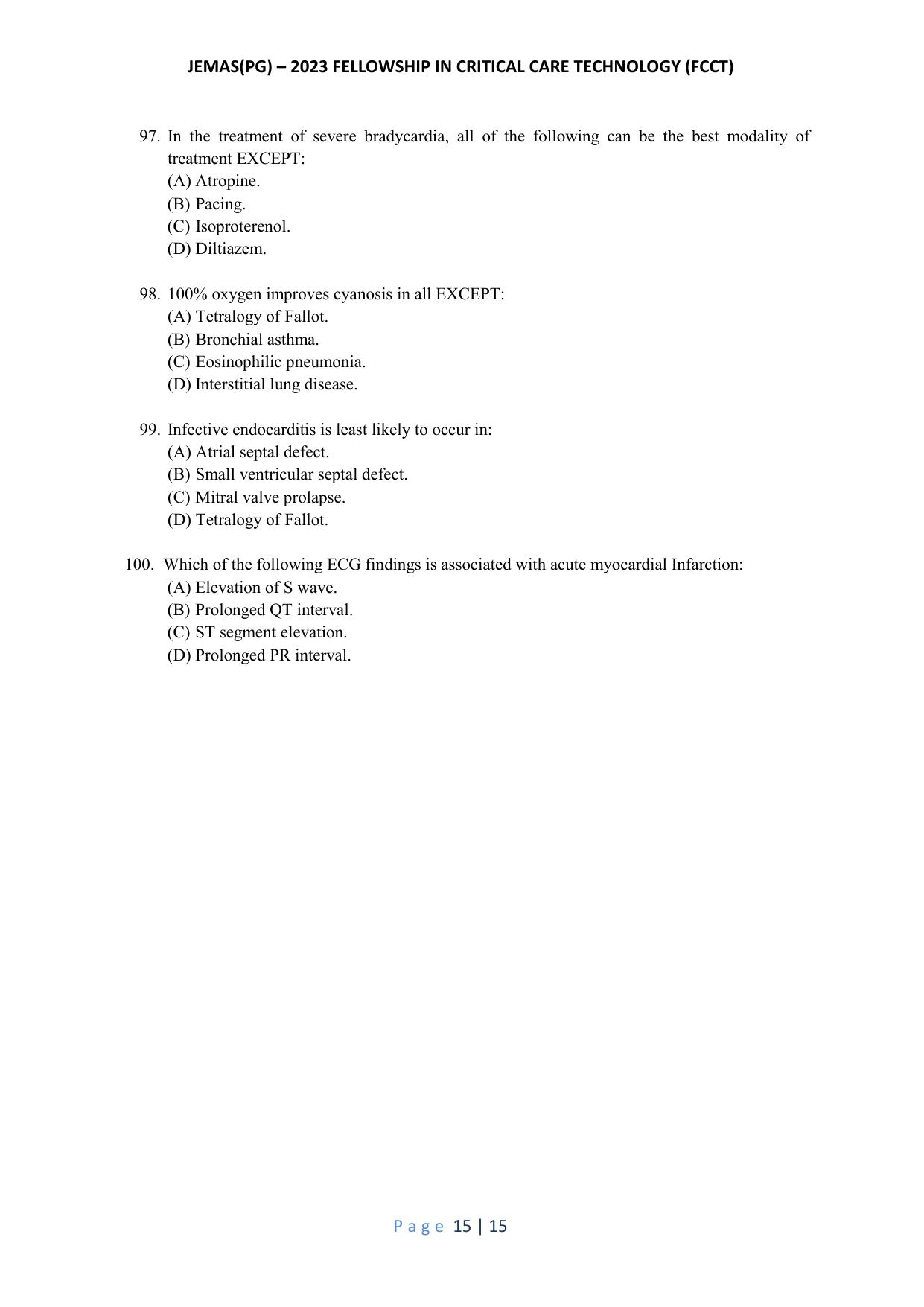 WB JEMAS (PG) FCCT 2023 Question Paper - Page 16
